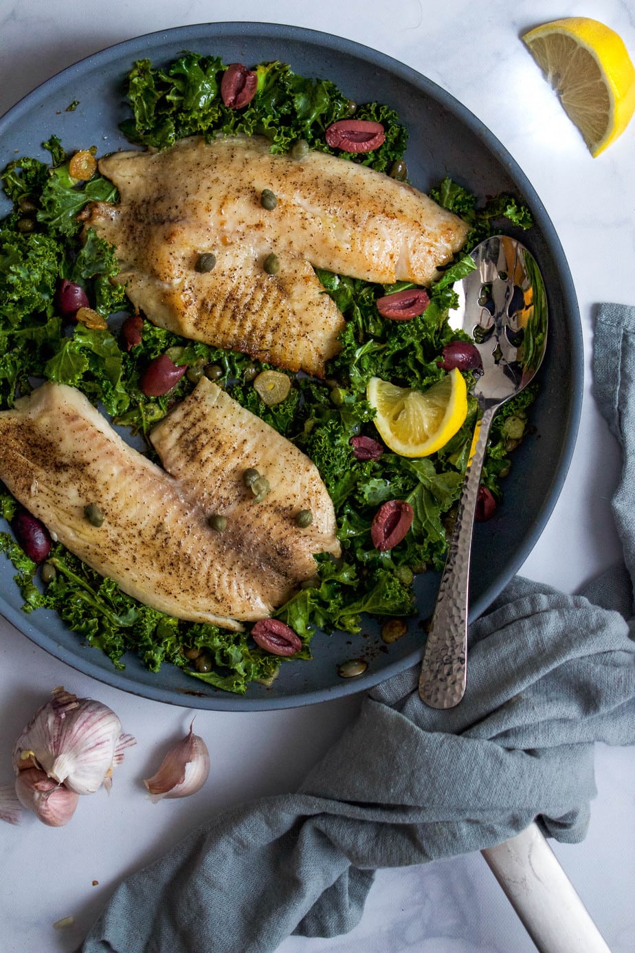 Tilapia + Kale Piccata {paleo} | Nourished With Tish | Functional Nutrition