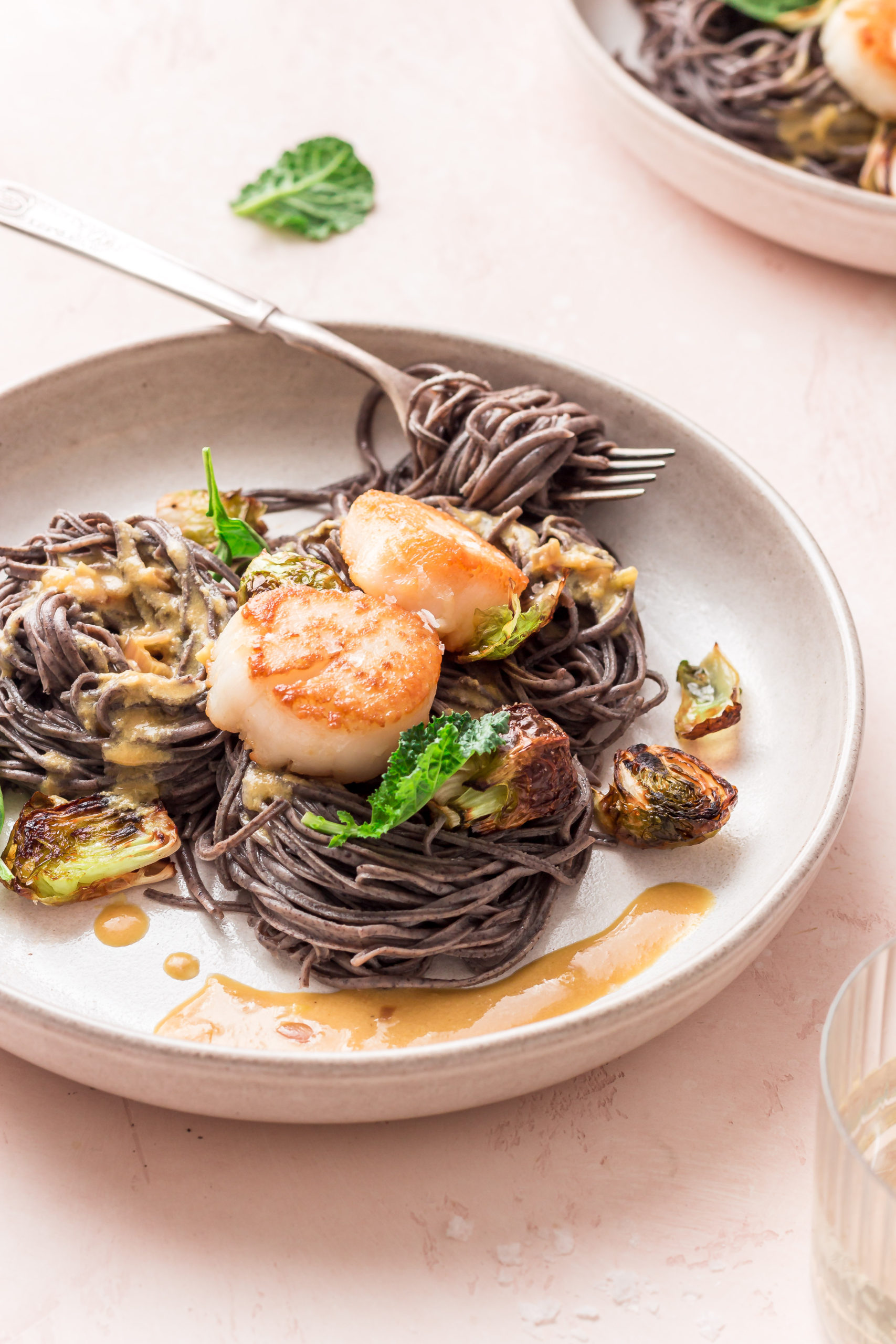 Miso Black Bean Pasta With Scallops + Brussels Sprouts | Nourished With Tish